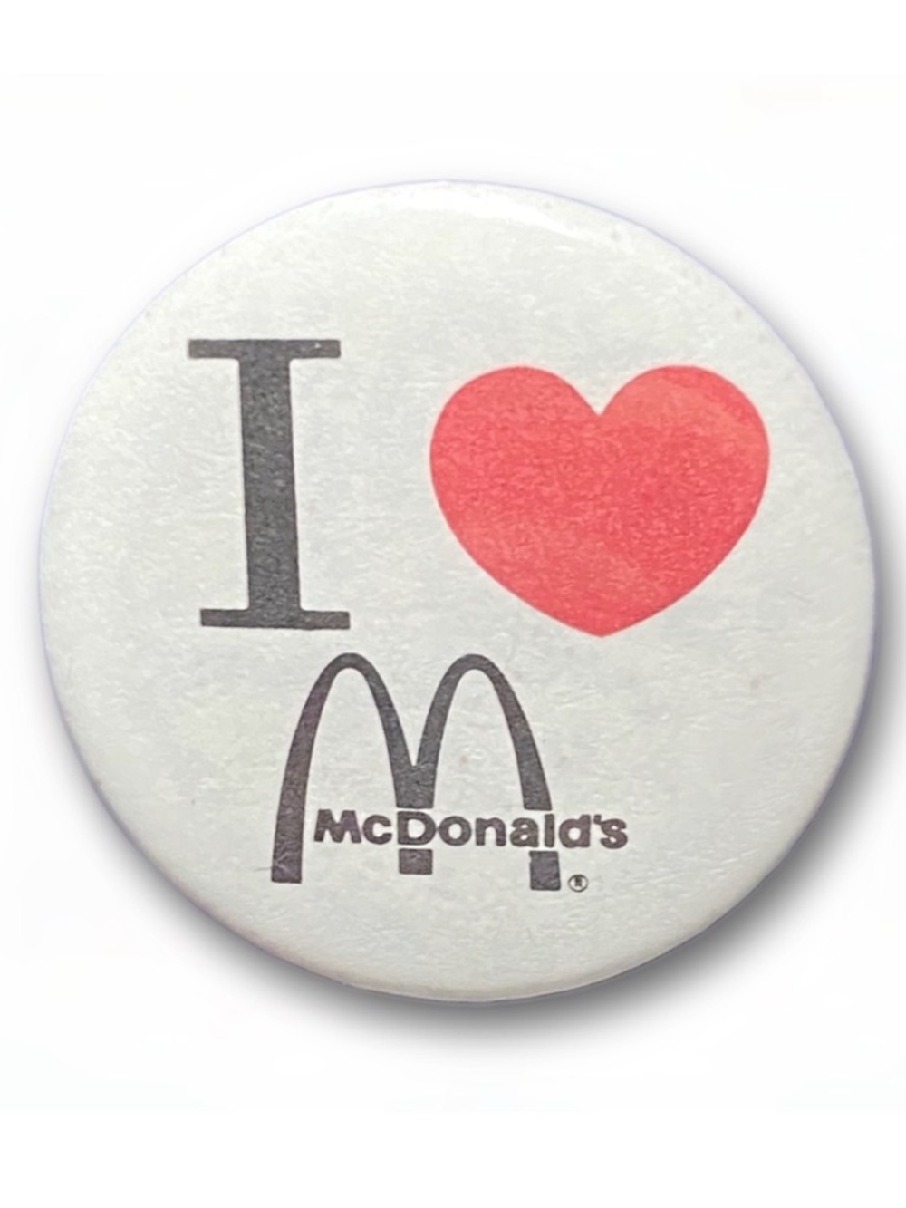 McDonald’s Pin I Heart I Love McDonald’s Vintage Pinback Button